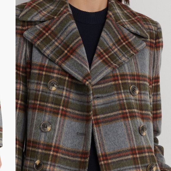 NWT RALPH LAUREN Plaid Double-Breasted Women's Coat - Picture 6 of 8